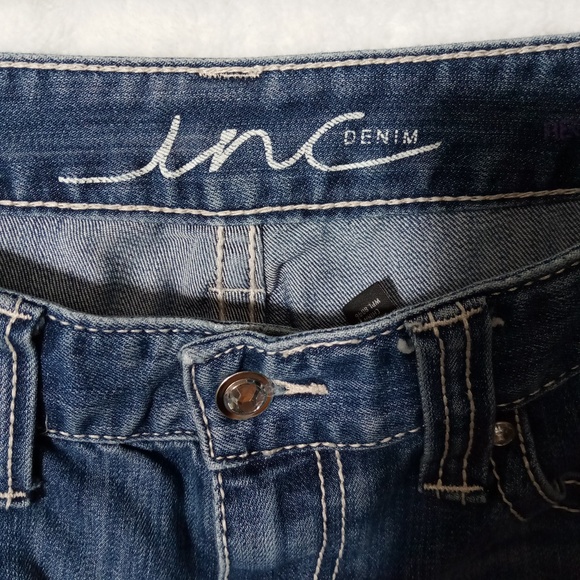INC capri rhinestone jeans with rolled cuff in medium wash size 4 - Picture 3 of 5